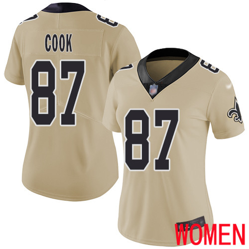 New Orleans Saints Limited Gold Women Jared Cook Jersey NFL Football 87 Inverted Legend Jersey